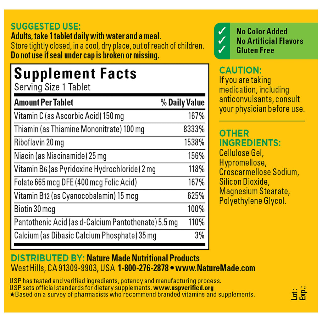Nature Made Super B Complex with Vitamin C - 250 Tablets - image 6