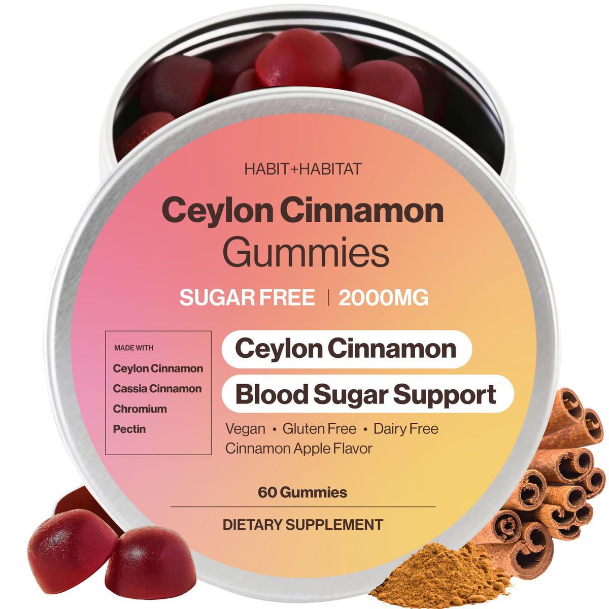 Habit + Habitat Ceylon Cinnamon Gummies 2000mg - 60 Gummies
