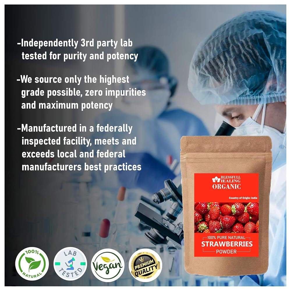Blessfull Healing Organic Strawberries Powder 100% Pure Natural 200