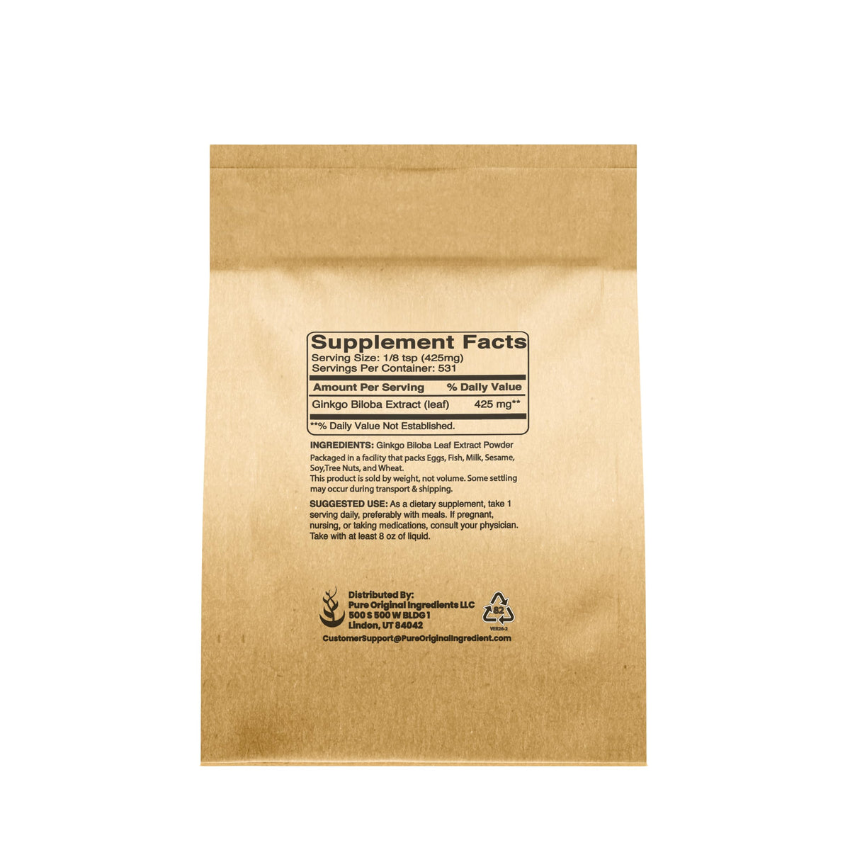 PURE ORIGINAL INGREDIENTS Ginkgo Biloba Extract Powder - 8 Oz - image 2