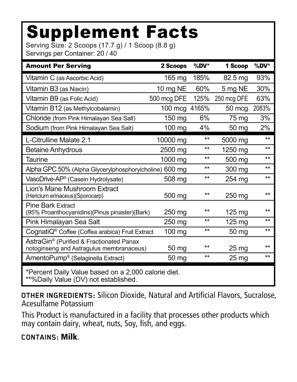 Underground Bio Labs Panda Pump: Stim-Free Pre-Workout 40sv