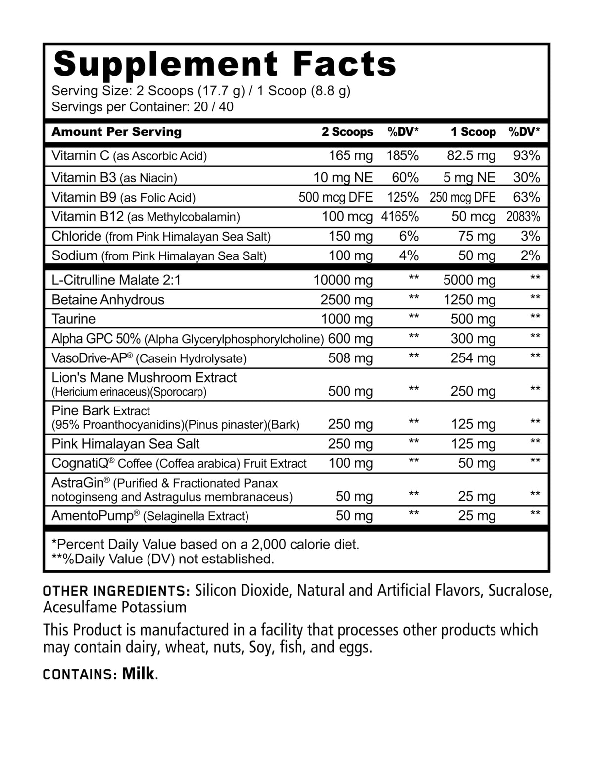 Underground Bio Labs Panda Pump: Stim-Free Pre-Workout 40sv