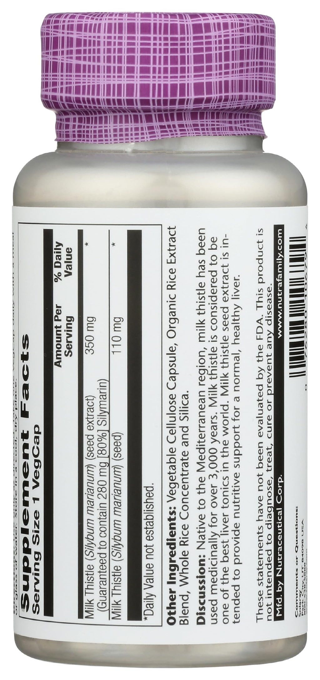 Solaray Milk Thistle 350 mg - 60 Vegetarian Capsules - image 2