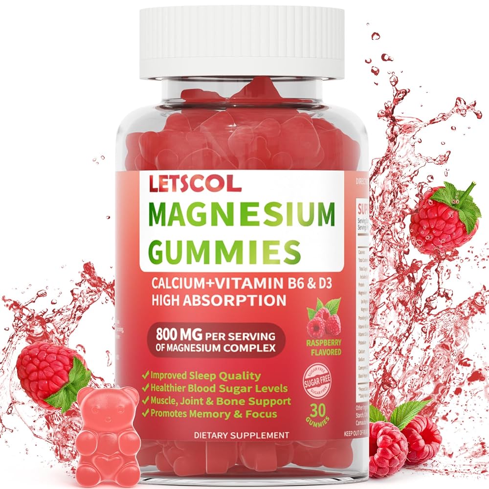 LETSCOL Magnesium Glycinate Gummies 800mg Per Serving