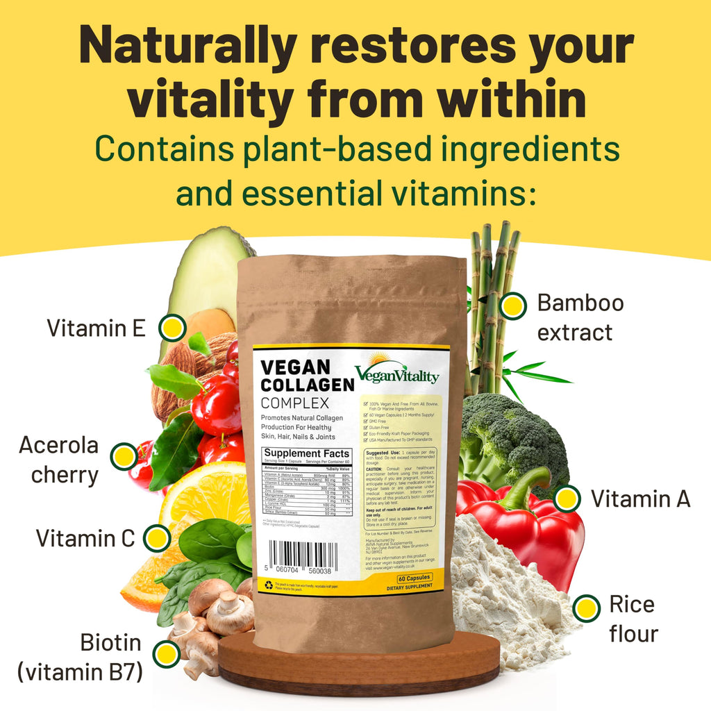 Vegan Vitality Vegan Collagen with Biotin - 60 Capsules - image 5