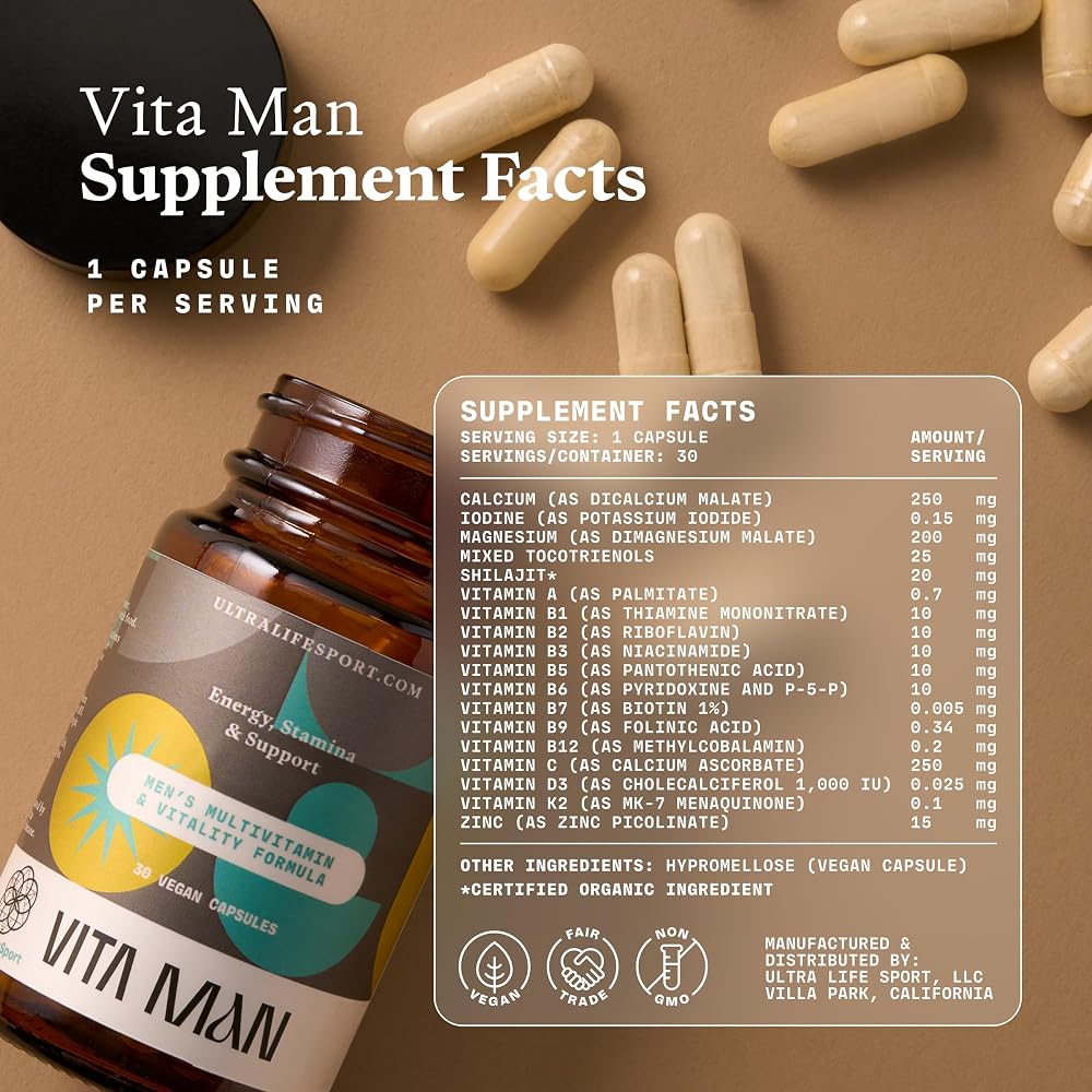 Ultra Life Sport VITA Man Premium Men's Multivitamin - 30 Capsules - image 2
