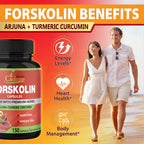 Organic Cadane Forskolin Supplement with Turmeric & Green Tea - 150 Capsules - image 4