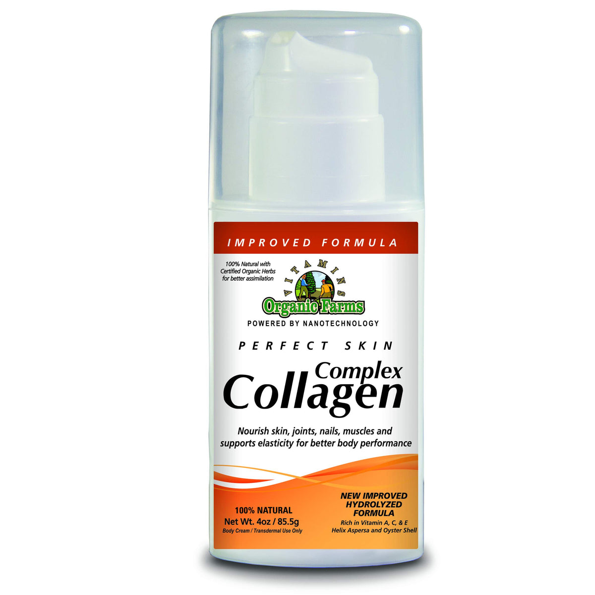 Organic Farms Vitamins Collagen Hydrolyzed Body Cream - 4 oz