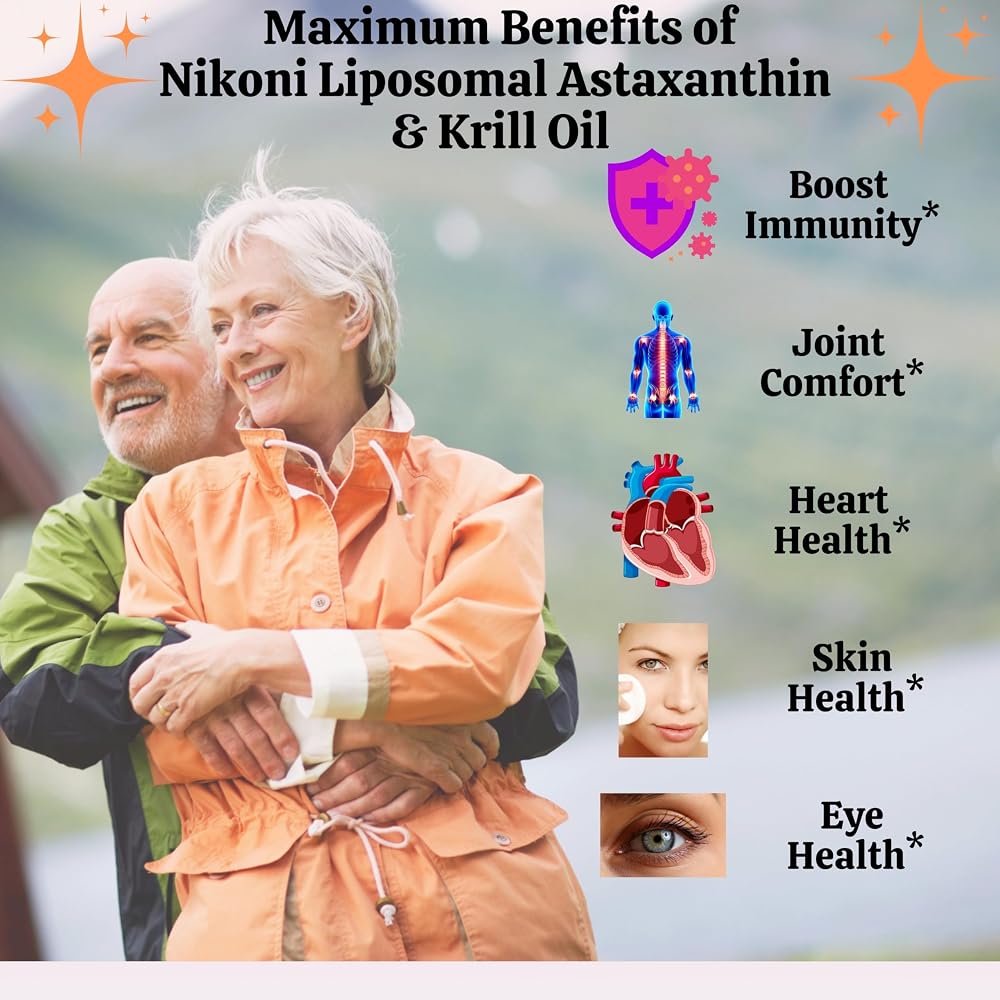Nikoni Liposomal Astaxanthin 24mg with Kril Oil 500mg Supplement