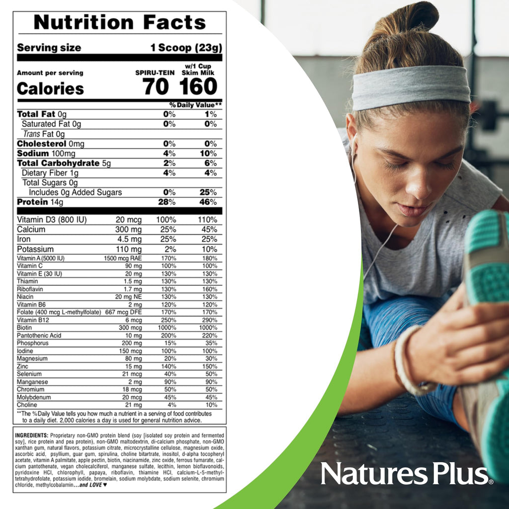 NaturesPlus SPIRU-TEIN Simply Natural Vanilla Plant-Based Protein - 32 Servings - image 5