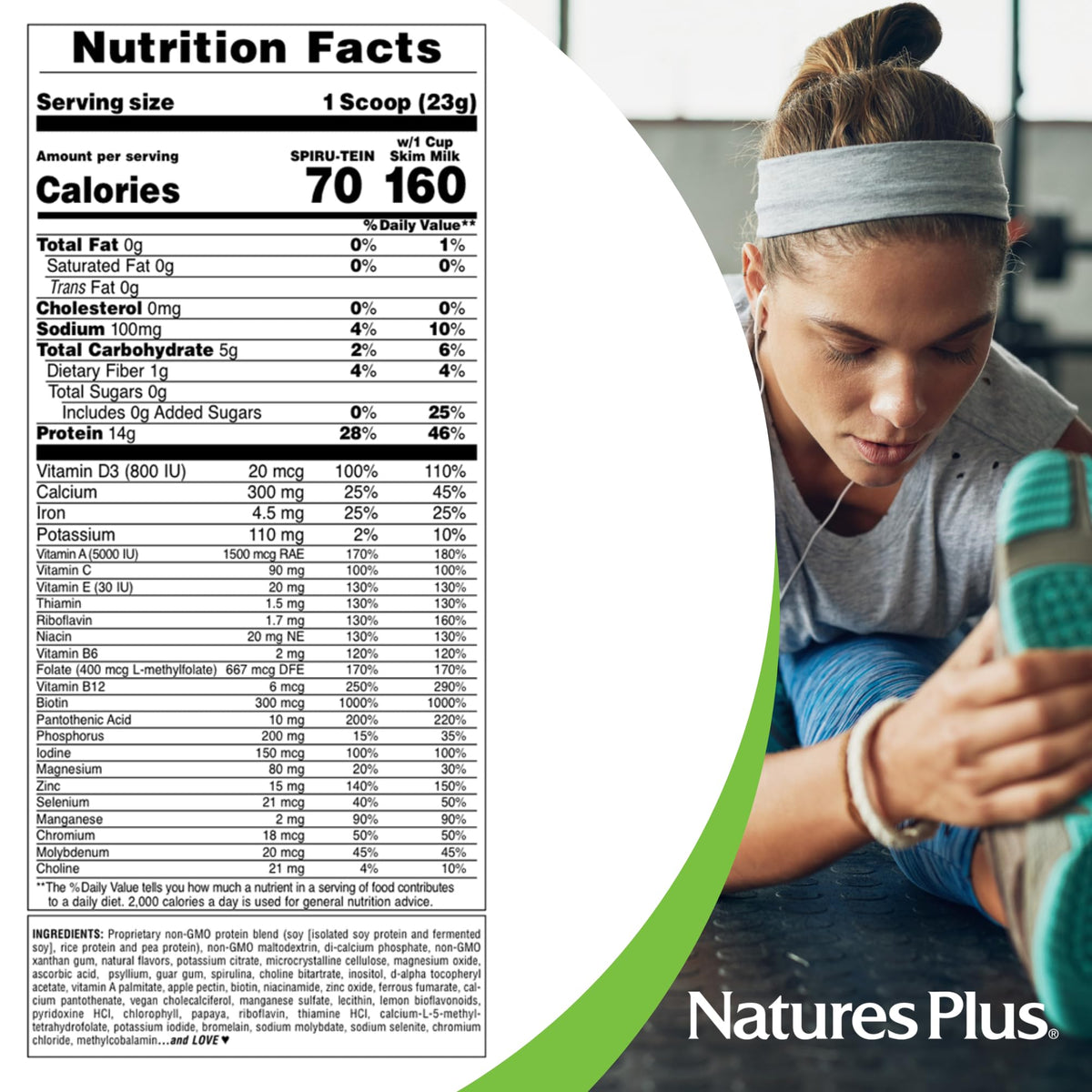 NaturesPlus SPIRU-TEIN Simply Natural Vanilla Plant-Based Protein - 32 Servings - image 5