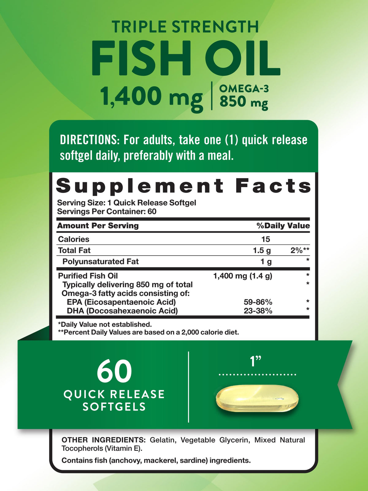 Nature's Truth Triple Strength Fish Oil 1400 mg - 60 Softgels - image 2