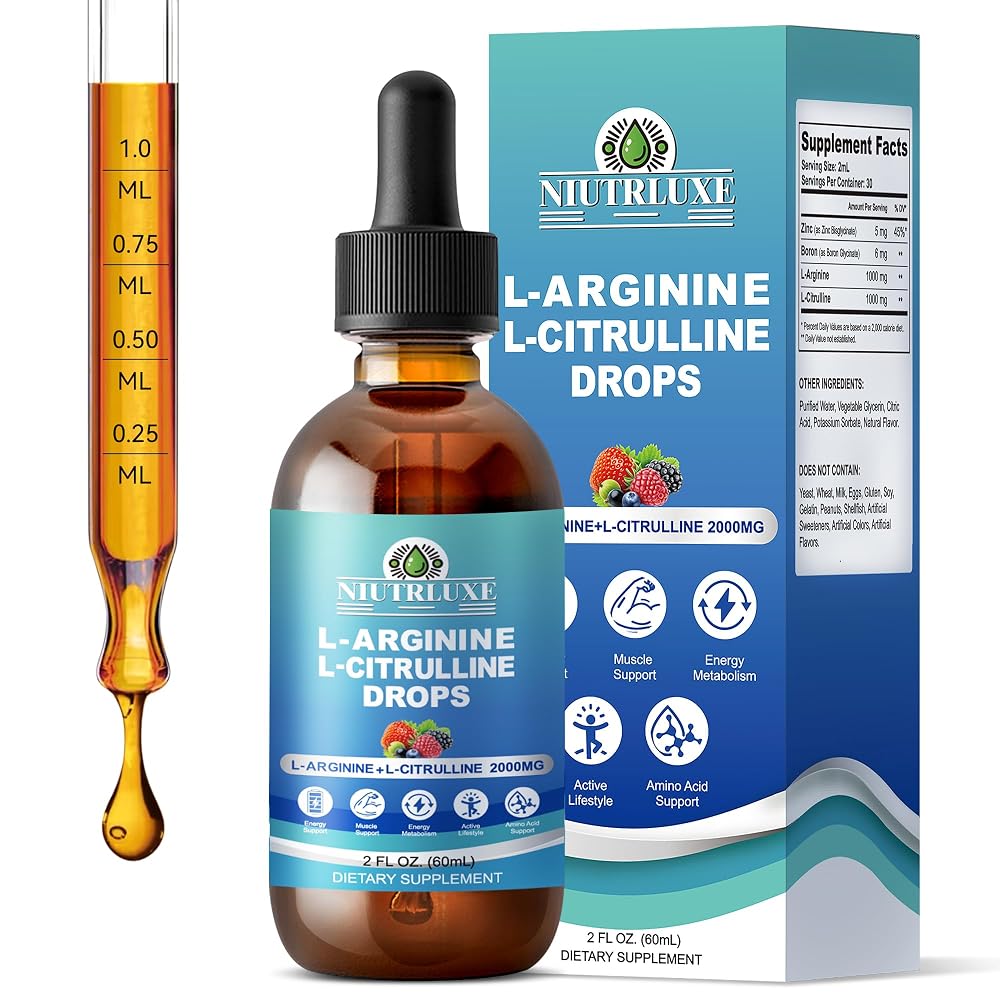 NIUTRLUXE L-Citrulline L-Arginine Drops for Men - 2 Fl Oz