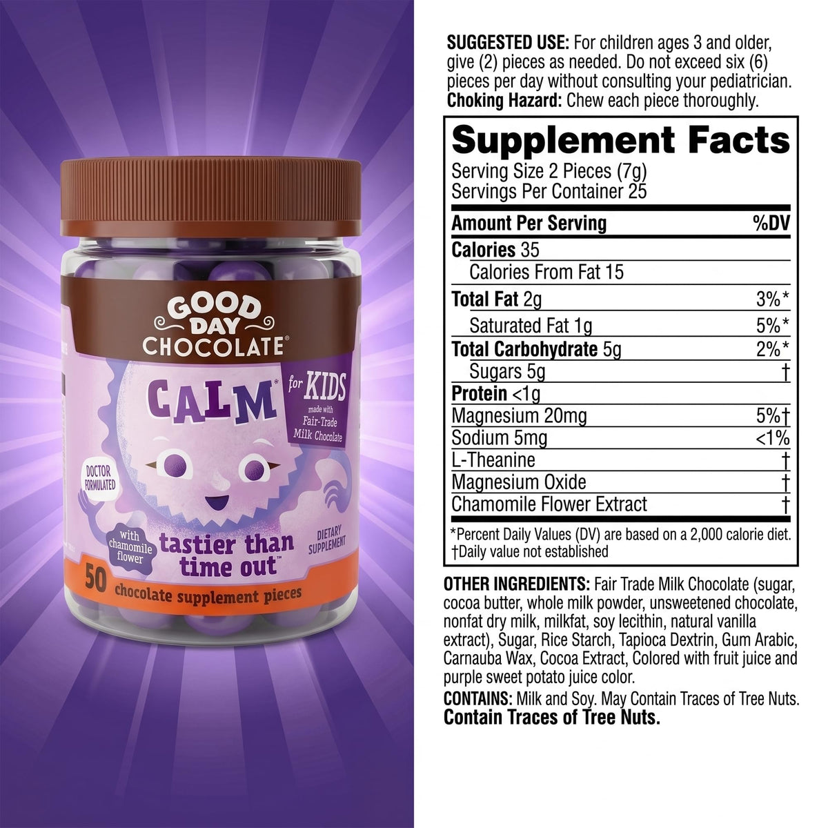 Good Day Chocolate Natural Calming Supplement for Kids - 50 Pieces - image 2