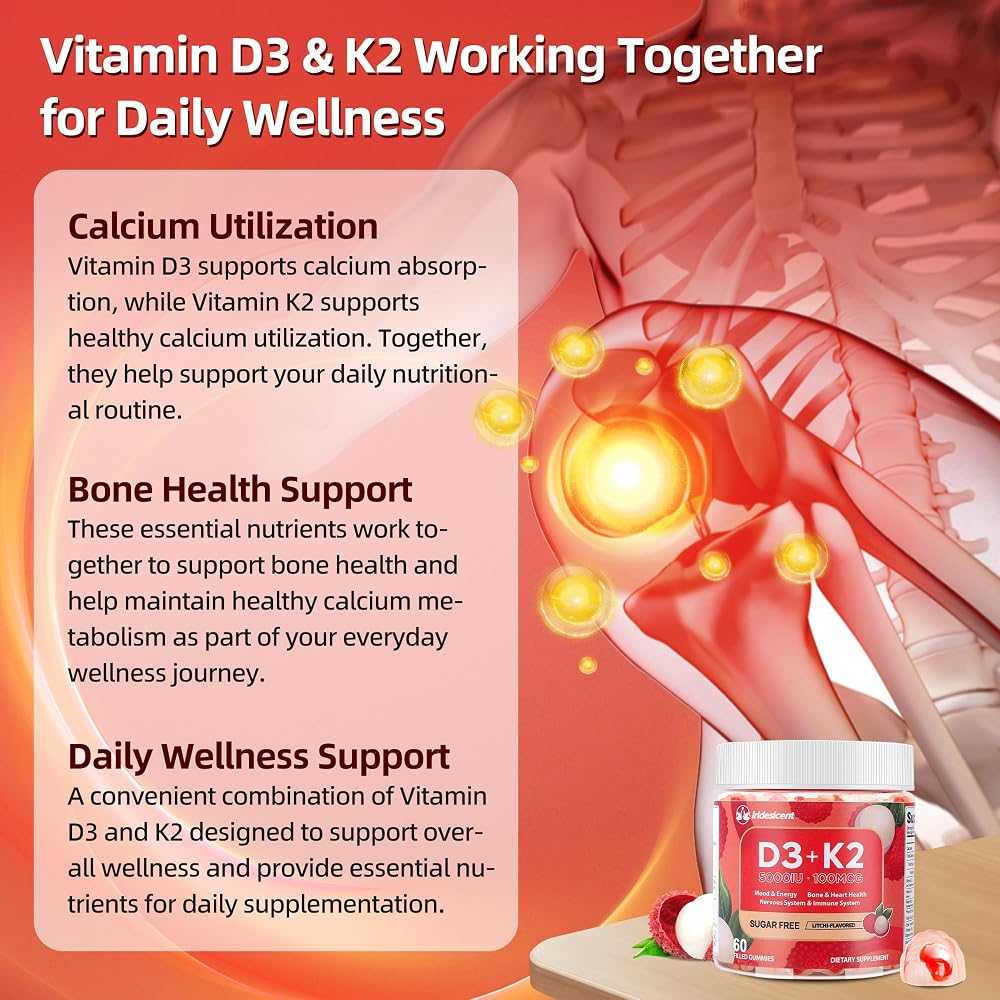 IRIDESICENT Vitamin D3 K2 Gummies w/Magnesium Sugar Free - D3 Vitamin
