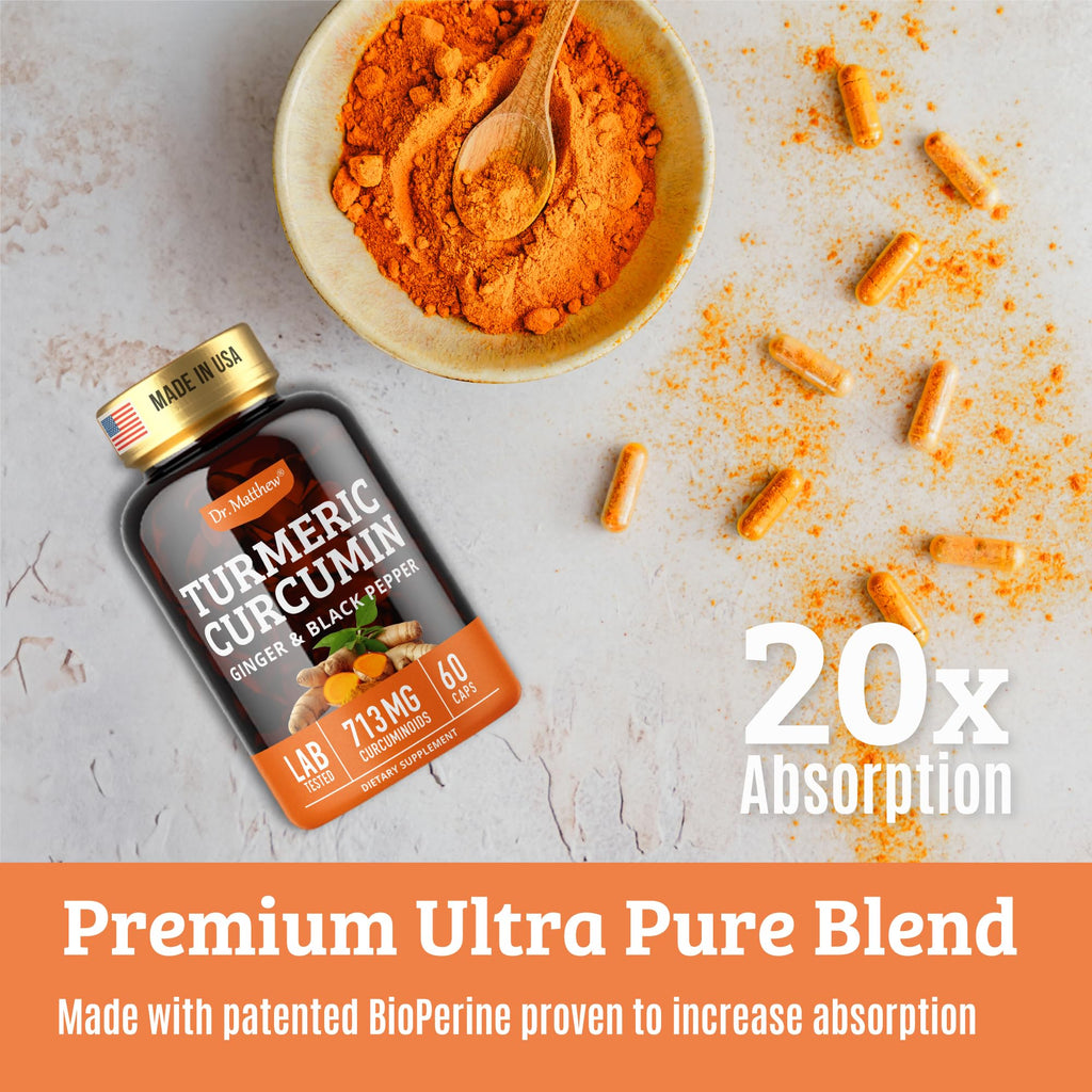 Dr. Matthew Turmeric Curcumin with Black Pepper Joint Support - 60 Capsules - image 5
