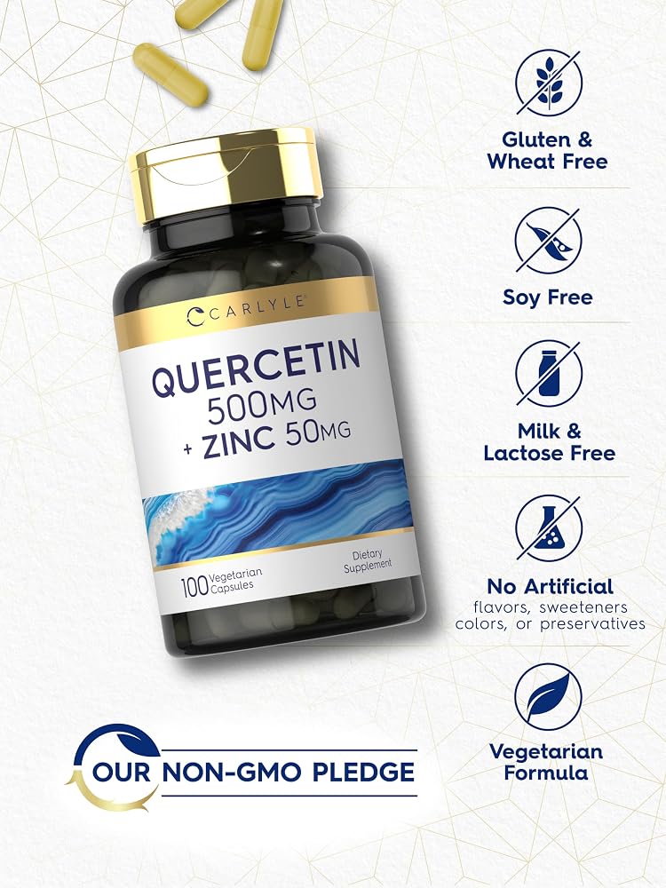 Carlyle Quercetin 500mg with Zinc - 100 Vegetarian Capsules - image 5