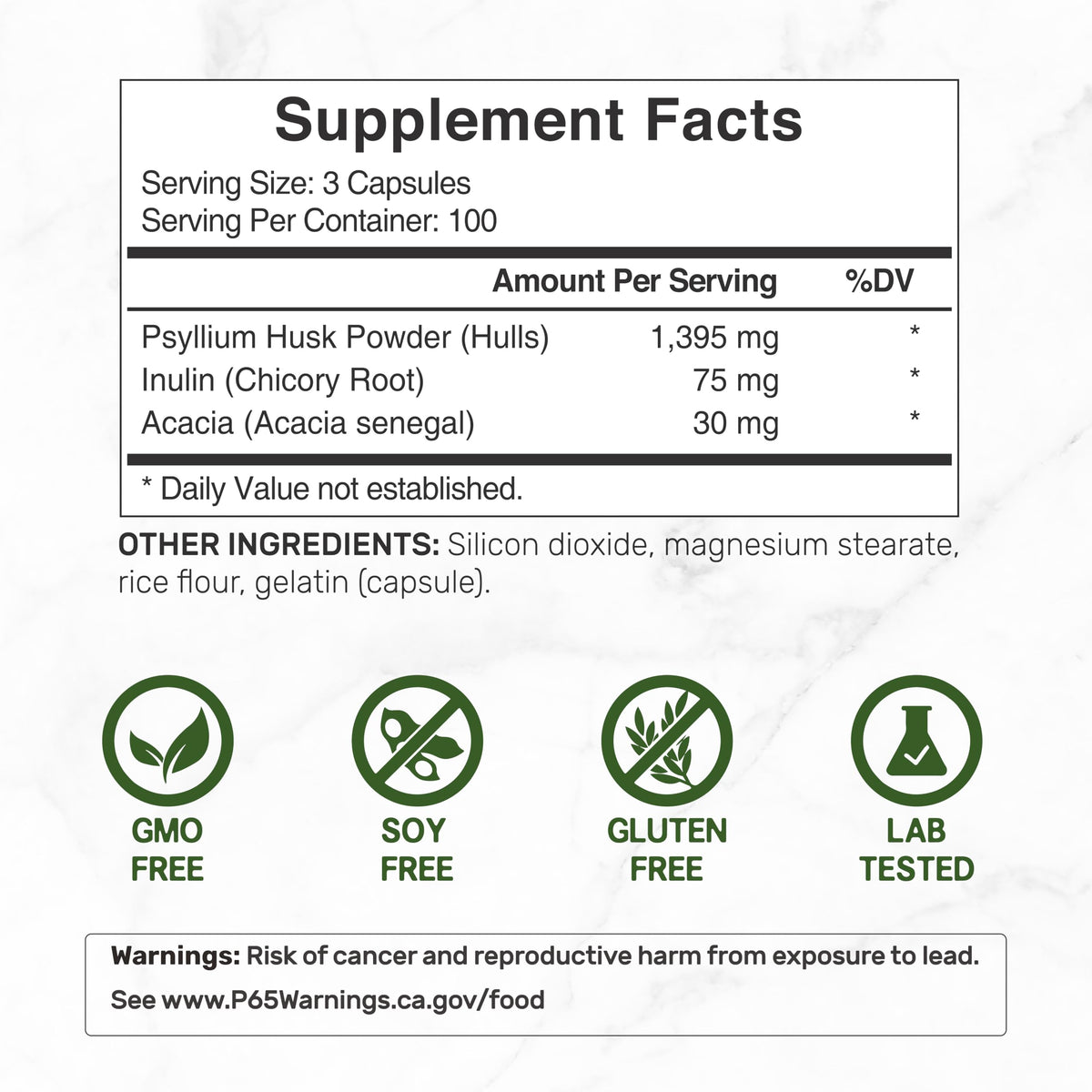 DEAL SUPPLEMENT Psyllium Husk Fiber 1500mg - 300 Capsules - image 2