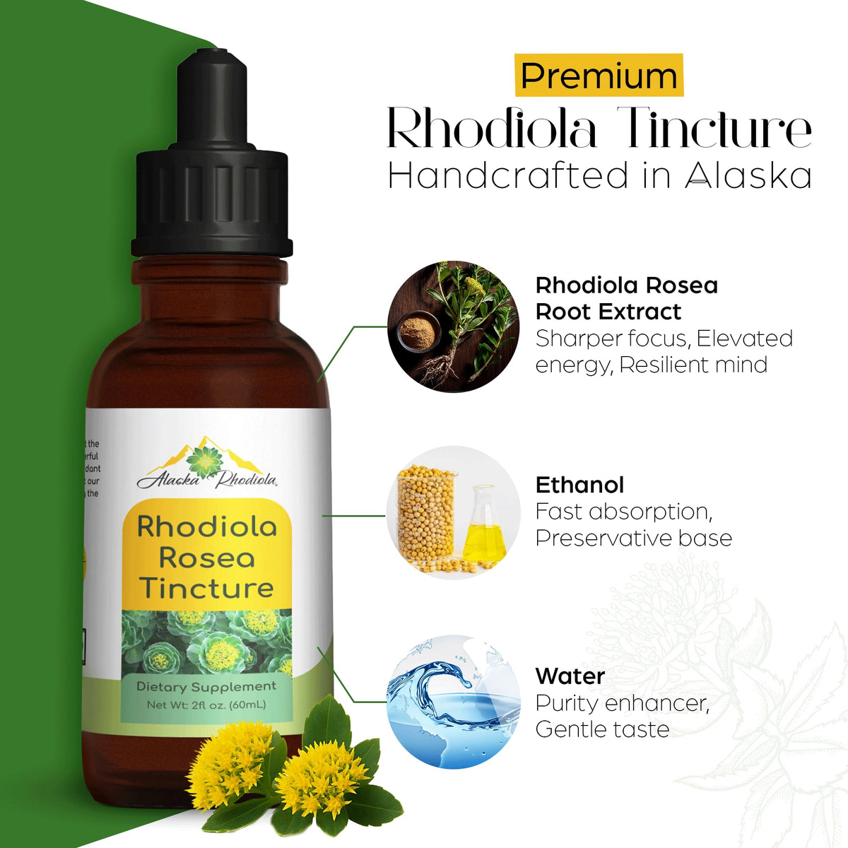 Alaska Rhodiola Rhodiola Rosea Tincture for Energy & Focus - 2 oz - image 4