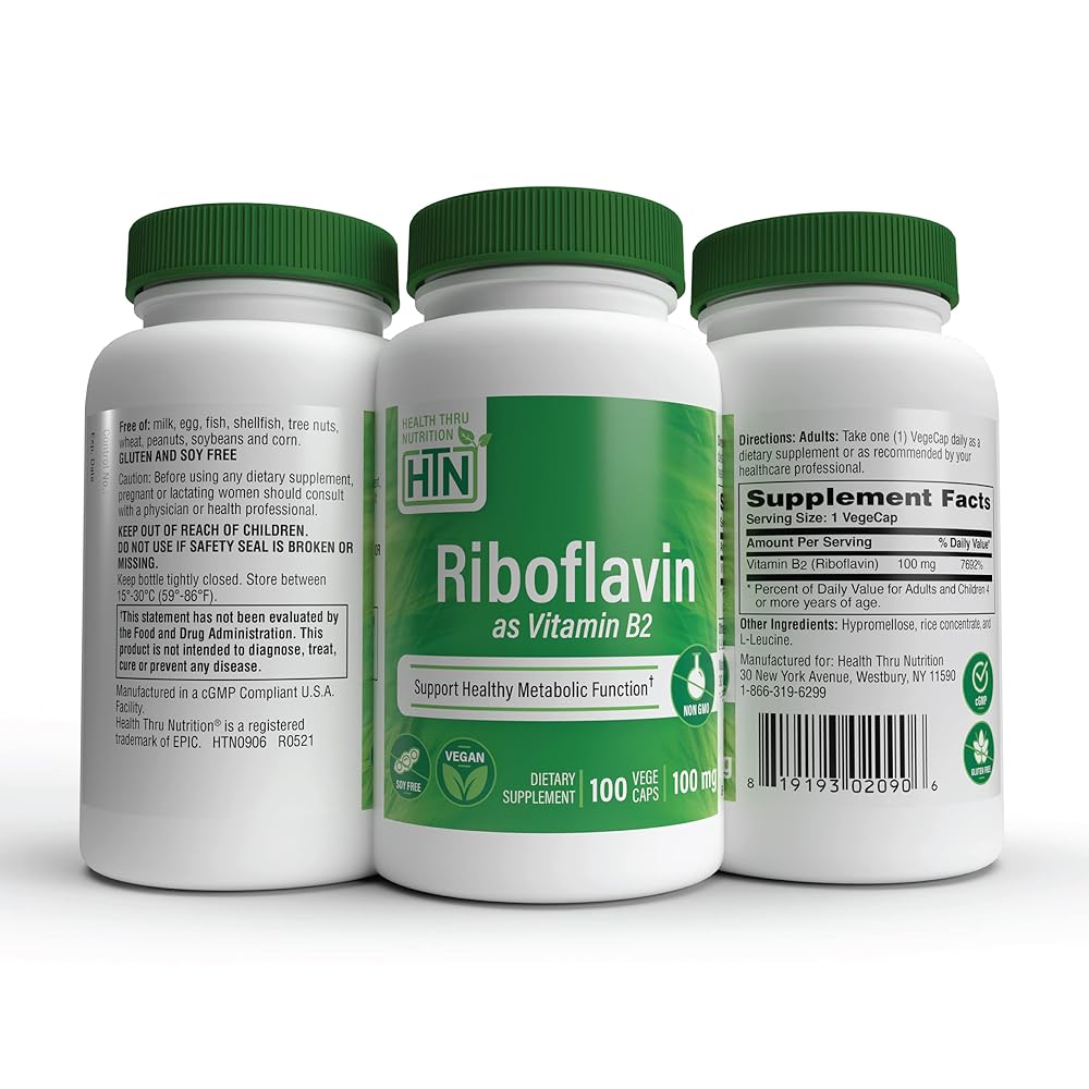 Health Thru Nutrition Riboflavin 100mg Vitamin B2 - 100 Vegetarian Capsules - image 5
