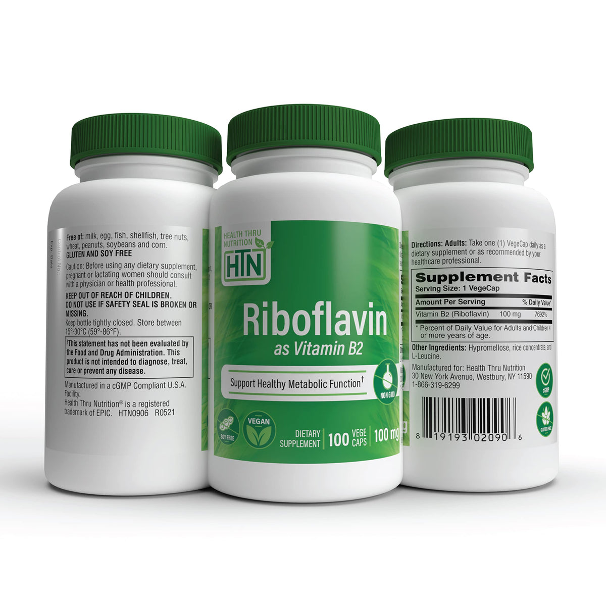 Health Thru Nutrition Riboflavin 100mg Vitamin B2 - 100 Vegetarian Capsules - image 5