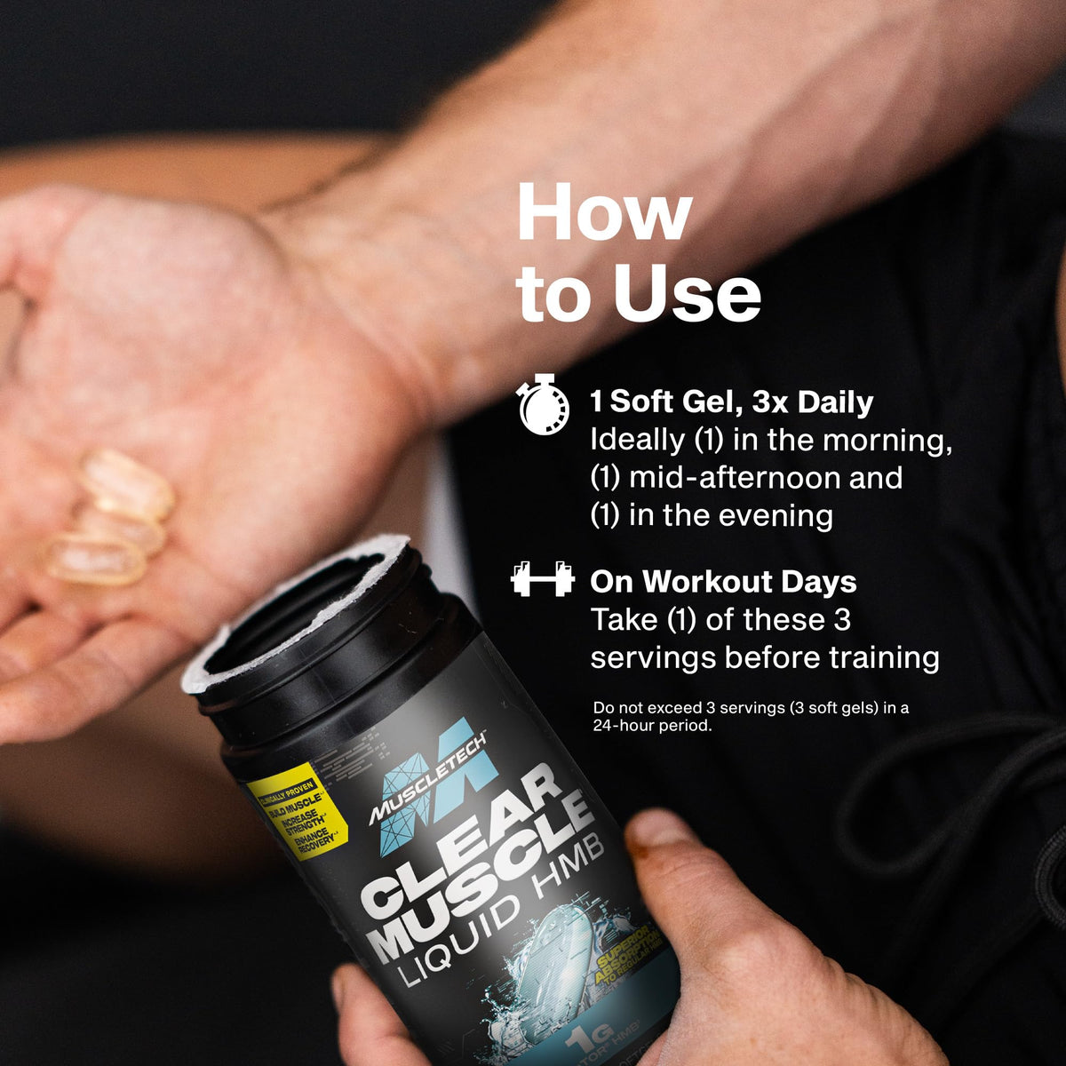 MuscleTech HMB Supplements 1000mg, Clear Muscle (Liquid Softgels)
