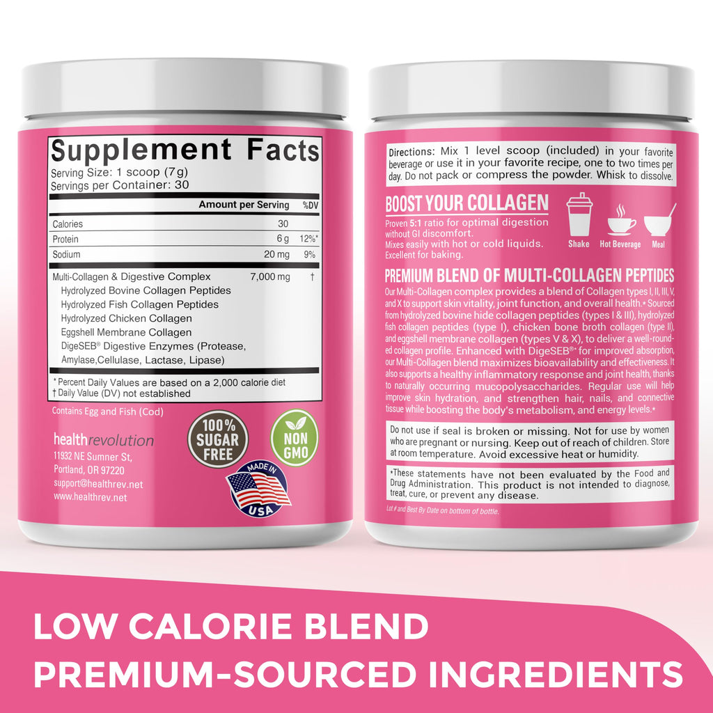 Health Revolution Multi Collagen Peptides Powder - 7.4 oz - image 9