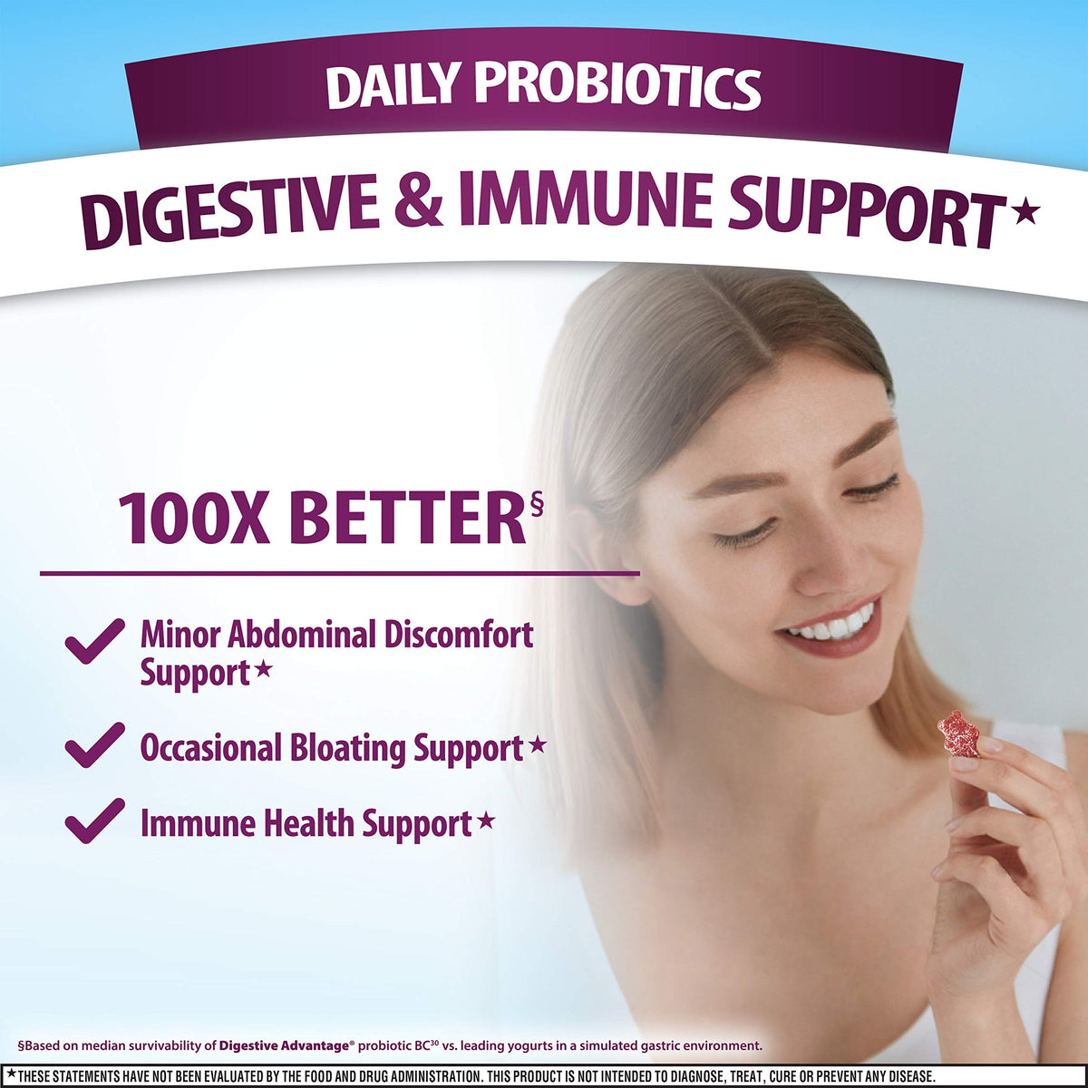 Digestive Advantage Probiotic Gummies for Digestive Health - 90 Count - image 2