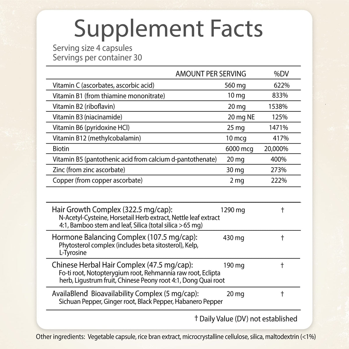 RidgeCrest Herbals Hair ReVive Supplement with Biotin 6000mcg - 120 Capsules - image 2