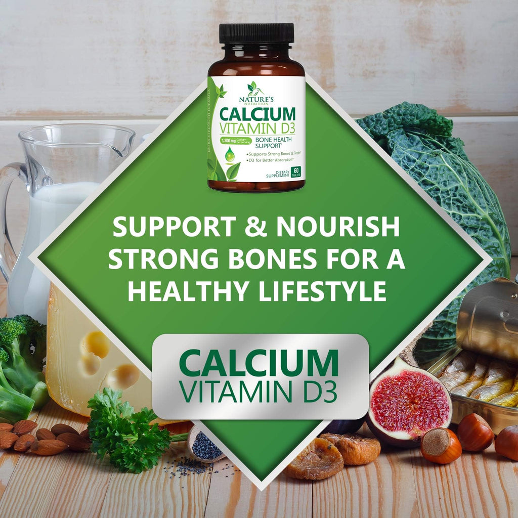 Nature's Nutrition Calcium 1200 mg with Vitamin D3 - Premium Bone