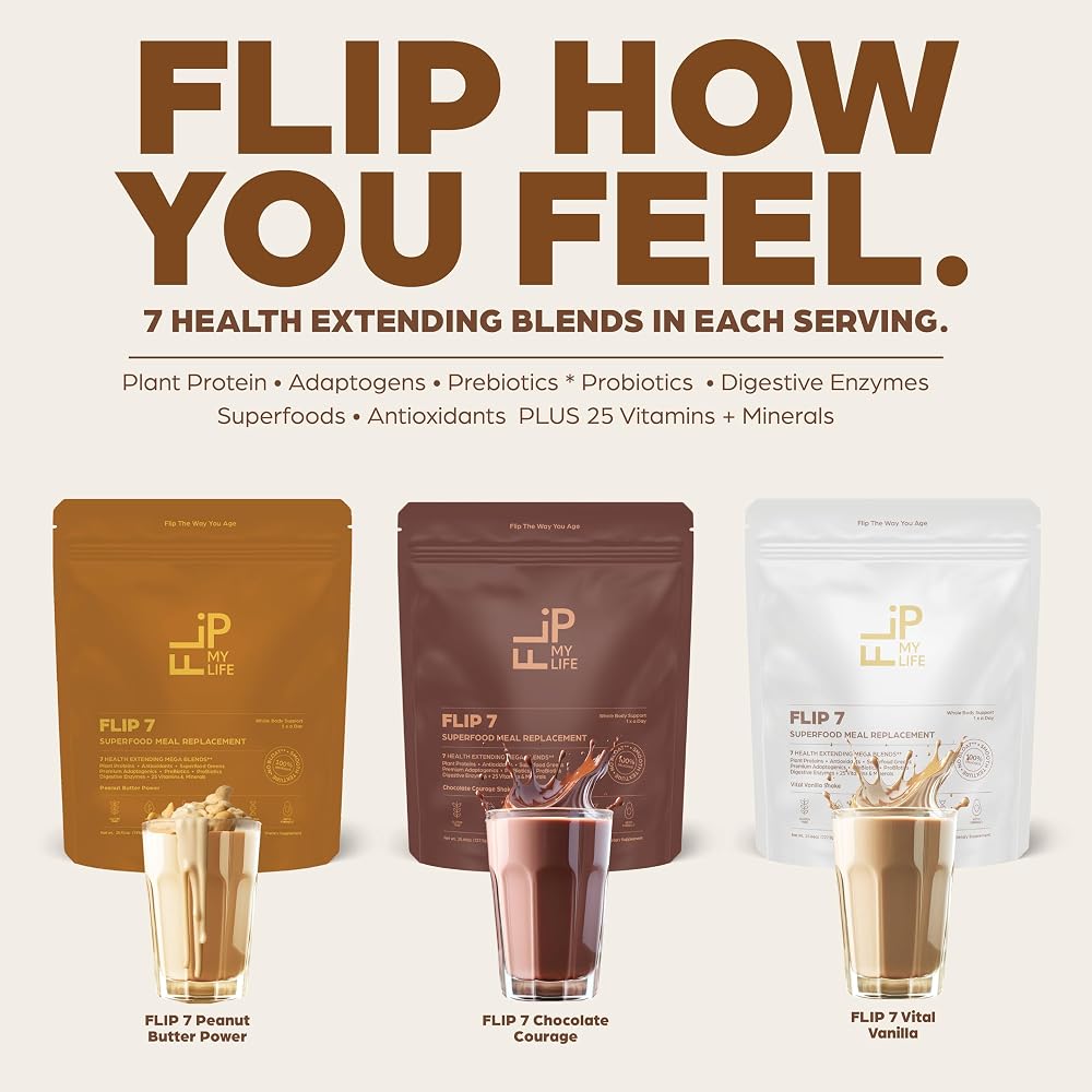 Flip My Life, Flip 7 Natural SuperFood, Plant-Based Protein, Complete