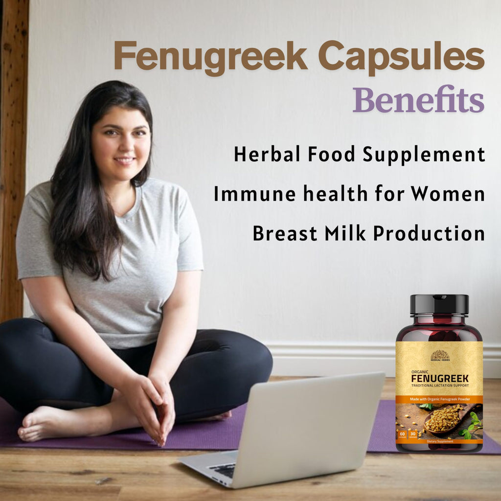 Hebhac Herbs Fenugreek Capsules for Lactation Support - 60 Capsules - image 4
