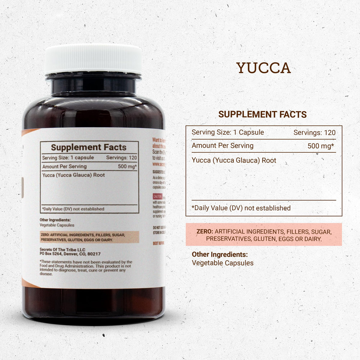Secrets of the Tribe Yucca Root 120 Vegetarian Capsules - image 3