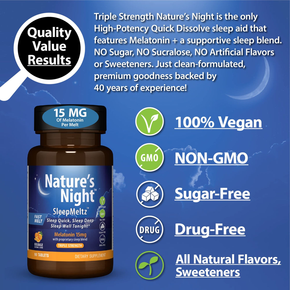 Nature's Night Melatonin 15mg Triple Strength Sleep Support - 90 Tablets - image 5
