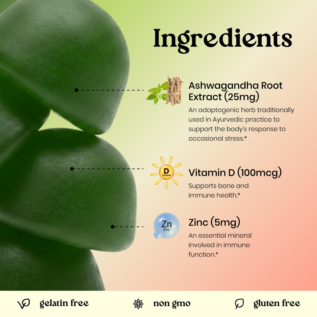 VITA GLOBE Ashwagandha Gummies 25mg with Vitamin D2 & Zinc - 30 Count - image 3