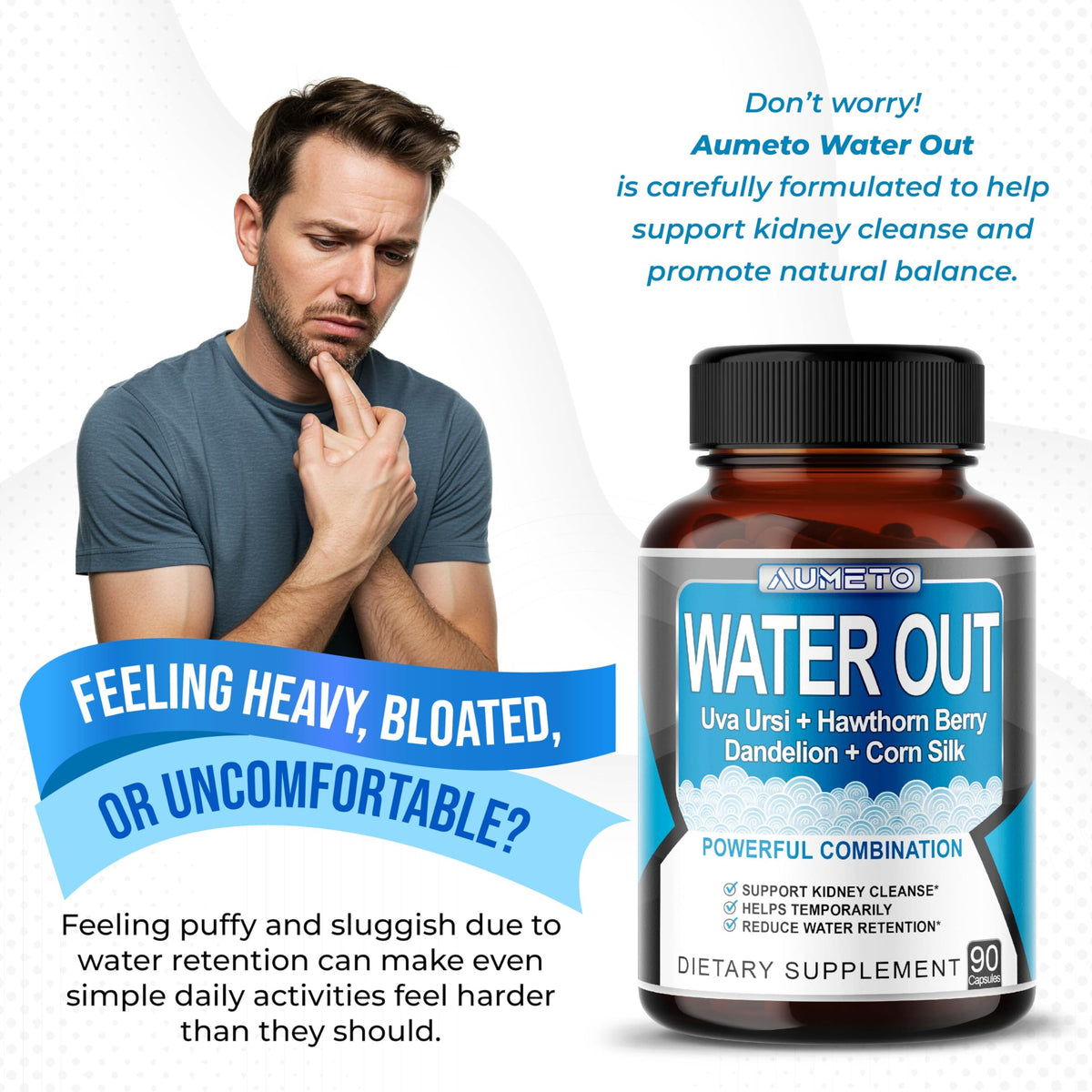 Aumeto Daily Water Balance 9-in-1 with Dandelion & Uva Ursi - 90 Capsules - image 2