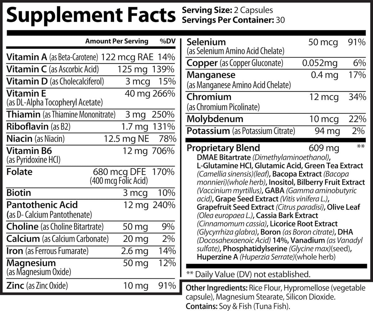Bradeson Naturals Brain Booster Supplement for Focus & Memory - 60 Capsules - image 2