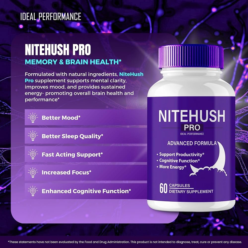 IDEAL PERFORMANCE Nite Hush Pro Brain Supplements Memory & Focus - 120 Capsules - image 4