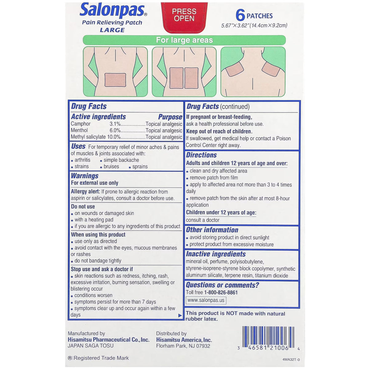 Salonpas Large Pain Relief Patches - 6 Patches - image 7