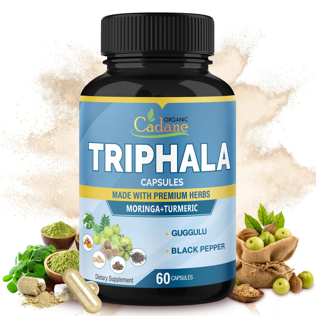 Organic Cadane Triphala Extract with Turmeric & Ginger - 60 Capsules