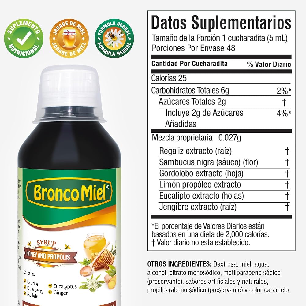 BroncoMiel Honey Propolis & Elderflower Syrup Immune Support - 8 fl oz - image 4