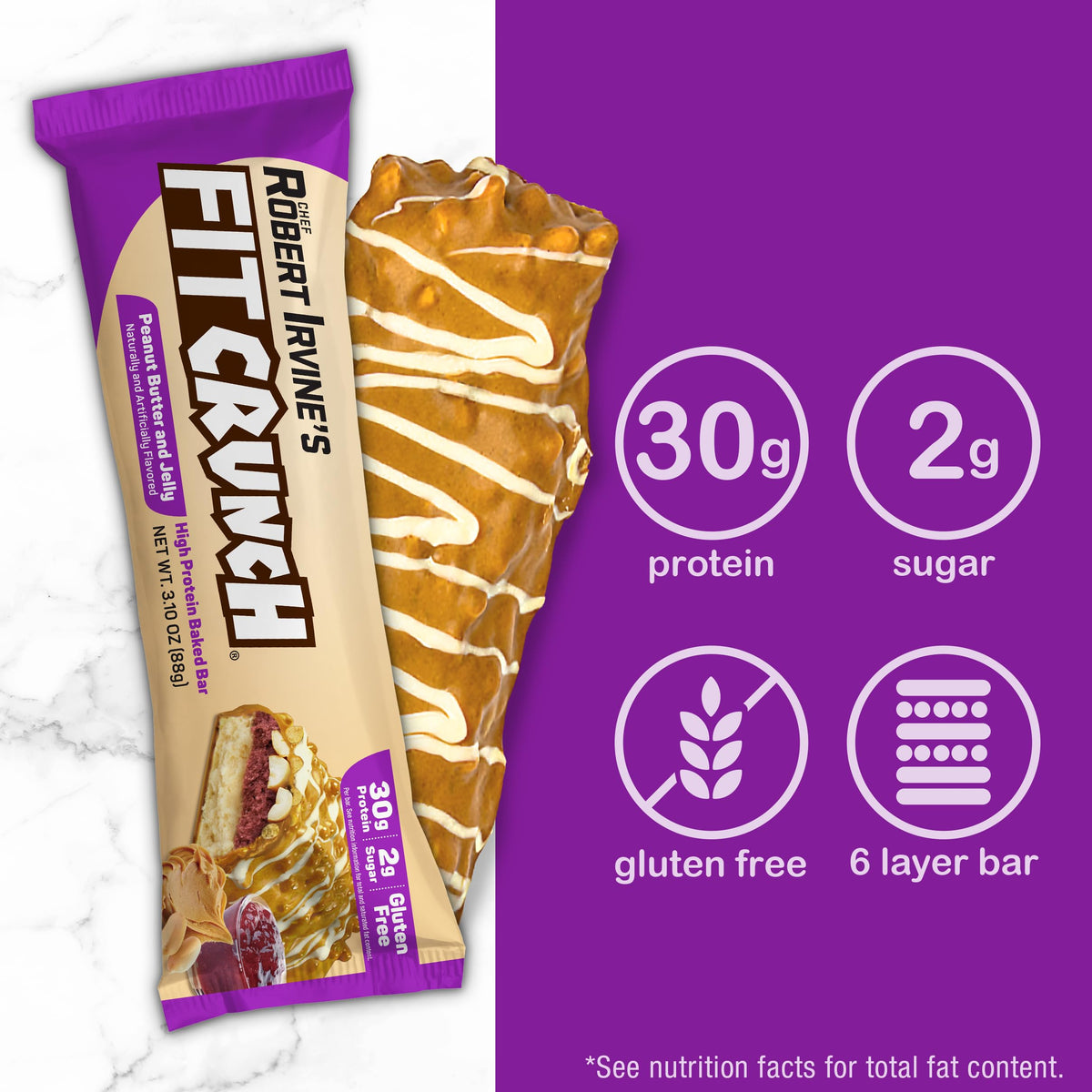 Fit Crunch Protein Bar Peanut Butter and Jelly 30g - 12 Bars - image 4