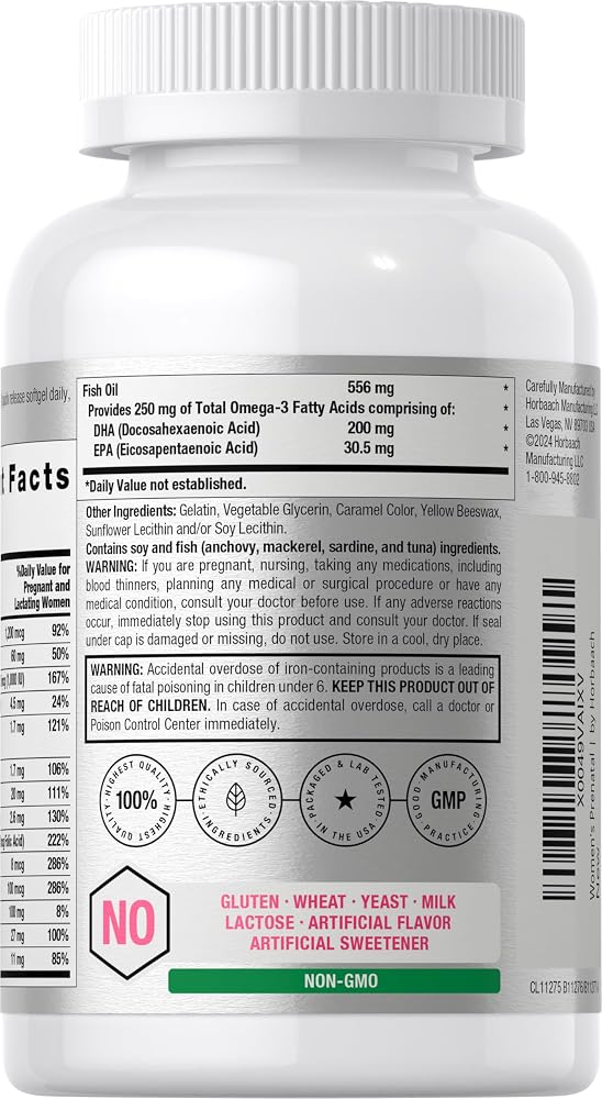 Horbäach Women's Prenatal Multivitamin with DHA - 70 Softgels - image 3