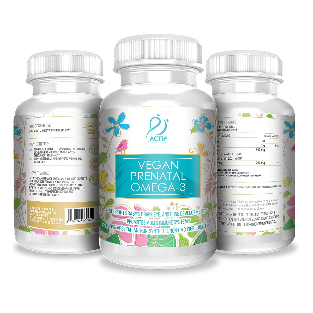 ACTIF Organic Vegan Prenatal Omega-3 with Algae Oil - 90 Softgels - image 4