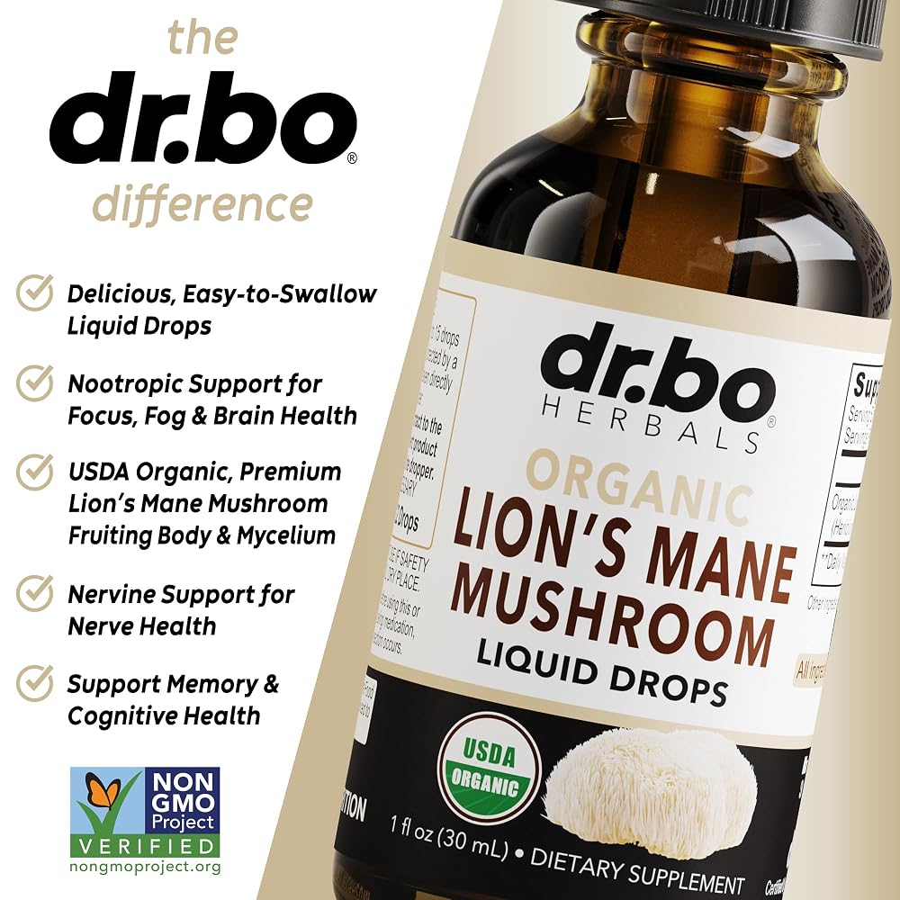 DR. BO Lion's Mane Mushroom Liquid Drops for Focus - 1 Fl Oz - image 4