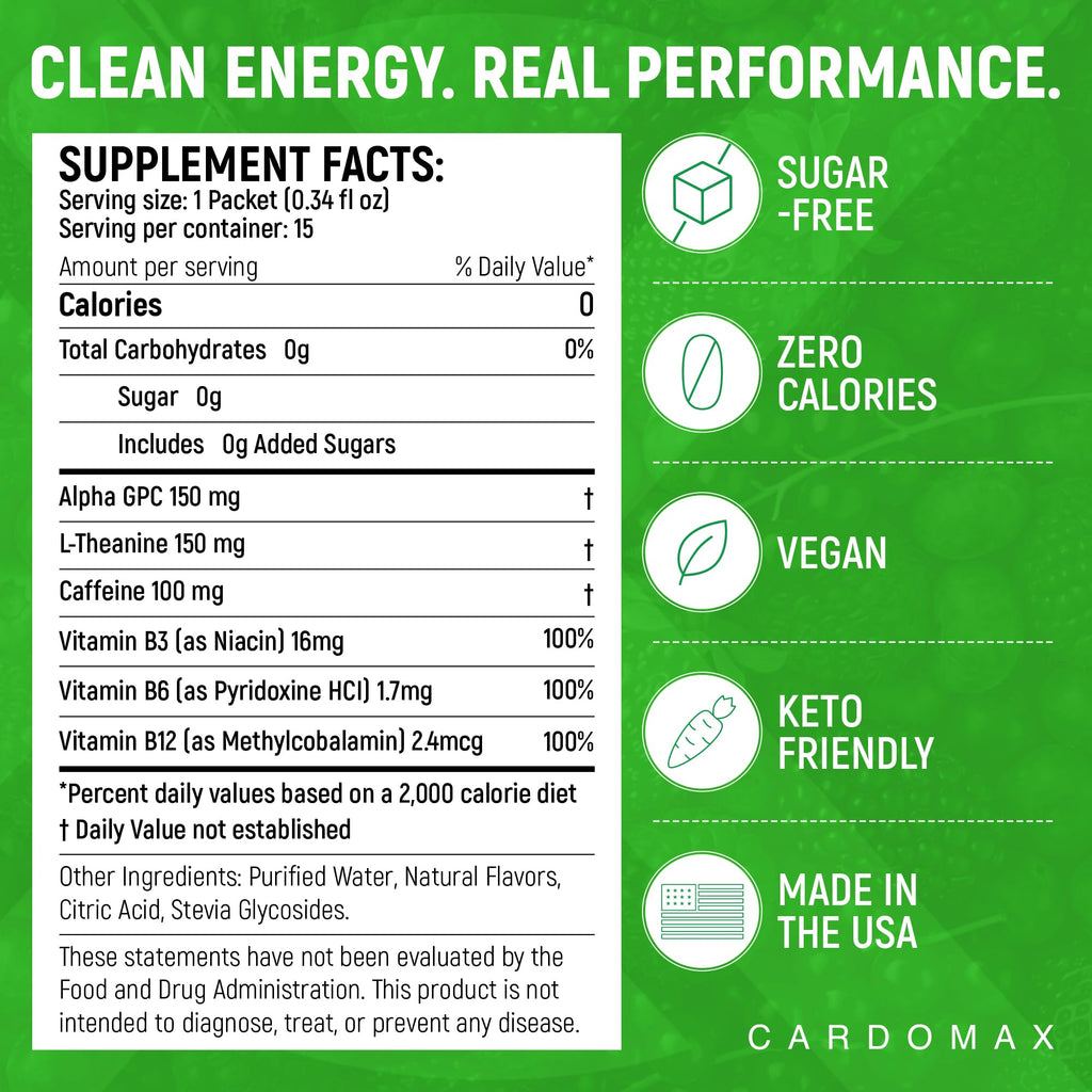 CardoMax Brain Supplements for Memory & Focus, Mixed Berry - 15 Stick Packs - image 2