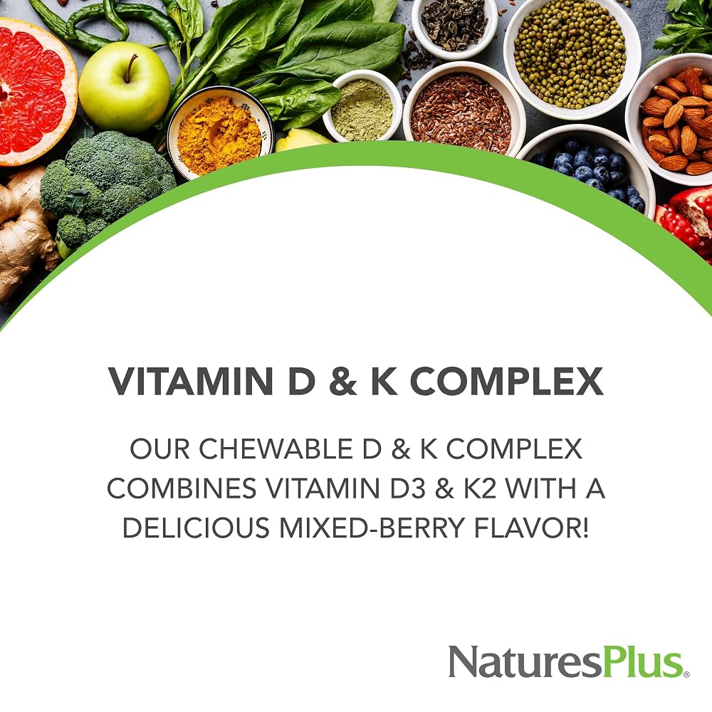 NaturesPlus D & K Complex Mixed Berry Chewables - 60 Count - image 2