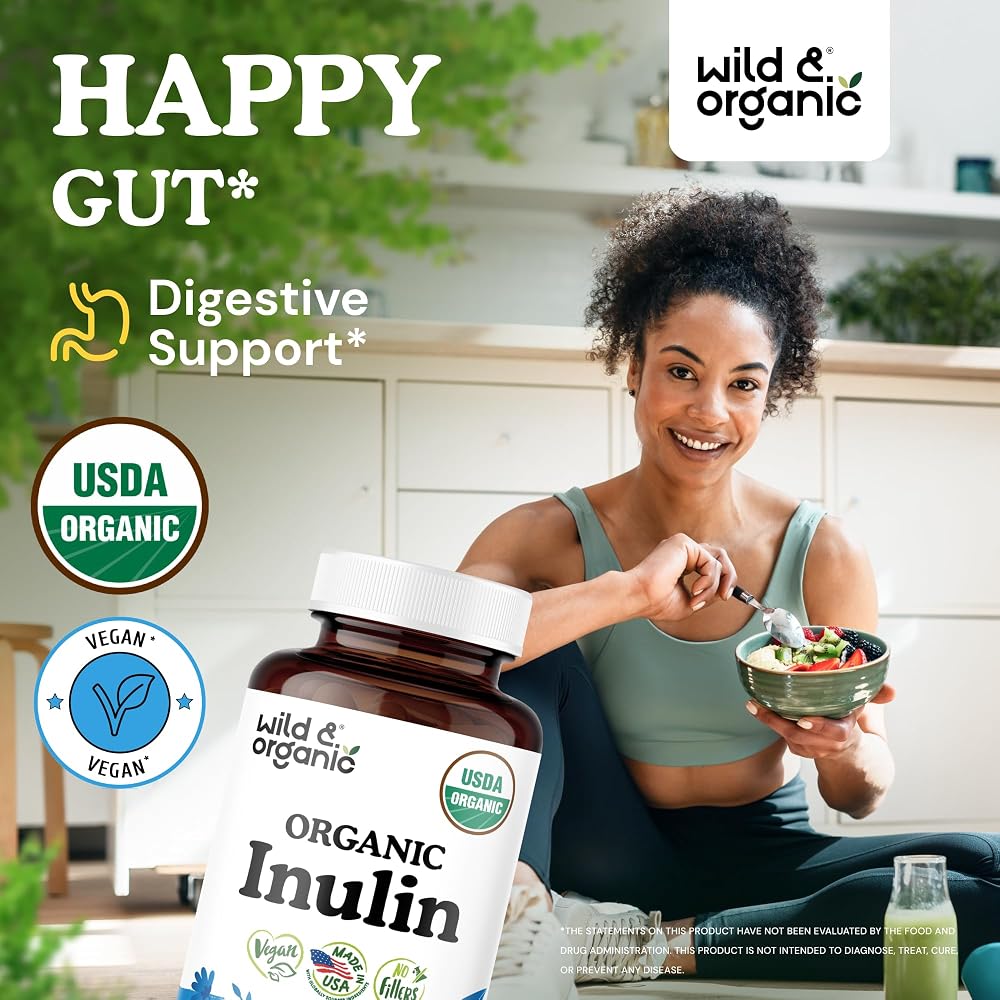 Wild & Organic USDA Organic Inulin Capsules Digestive Support - 90 Count - image 2