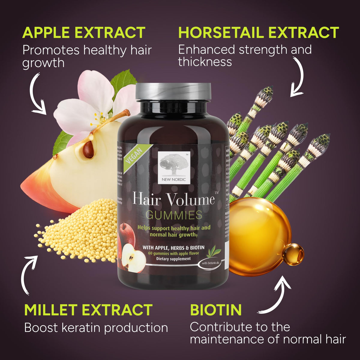NEW NORDIC Hair Volume Daily Biotin Support Gummies - 180 Count - image 6