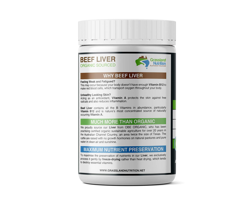 Grassland Nutrition Grass Fed Beef Liver Capsules for Energy - 180 Capsules - image 2